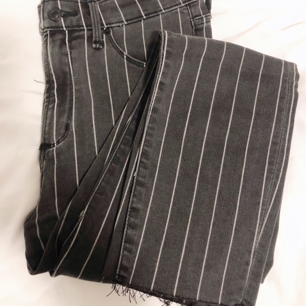 Pinstripe High Rise Super Skinny Ankle Jeans